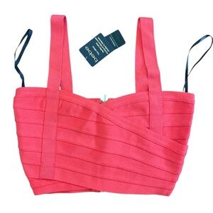 NWT Bebe BODYCON BANDAGE RED Strappy Crop Top SIZE SMALL